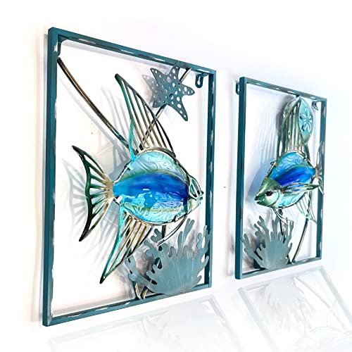 LIFFY Metal Fish Wall Decor with Frame