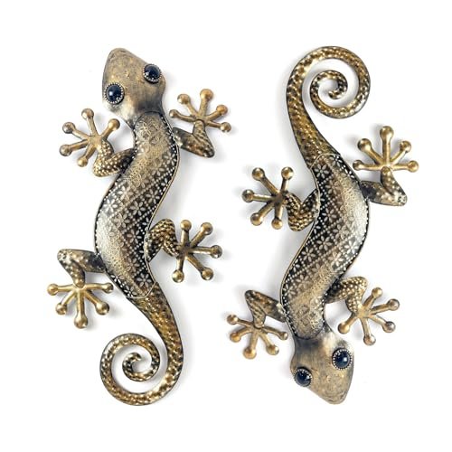 LIFFY Gecko Metal Wall Art Decor 2 Pack 15 Inch